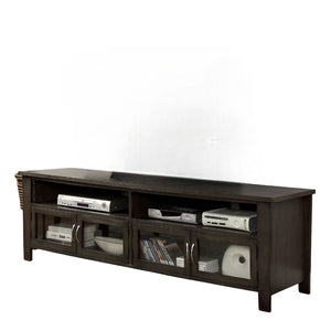 English Elm Transitional TV Console with Dual Cabinets and Open Shelves, 60" Media Stand with Rear Wire Access Gray 75 L x 24 W x 9 H B2741P361960