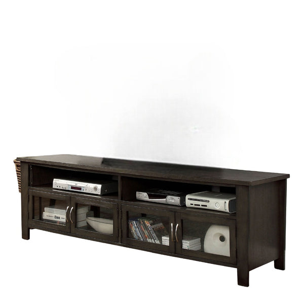 English Elm Transitional TV Console with Dual Cabinets and Open Shelves, 60" Media Stand with Rear Wire Access Gray 75 L x 24 W x 9 H B2741P361960