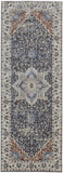 Homeroots 10' Ivory And Blue Floral Power Loom Non Skid Runner Rug  Polypropylene 514001