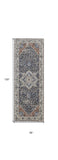 Homeroots 10' Ivory And Blue Floral Power Loom Non Skid Runner Rug  Polypropylene 514001