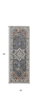 Homeroots 8' Ivory Blue And Red Floral Power Loom Runner Rug With Fringe  Polypropylene 514002