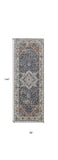 Homeroots 12' Ivory Blue And Red Floral Power Loom Non Skid Runner Rug  Polypropylene 514003