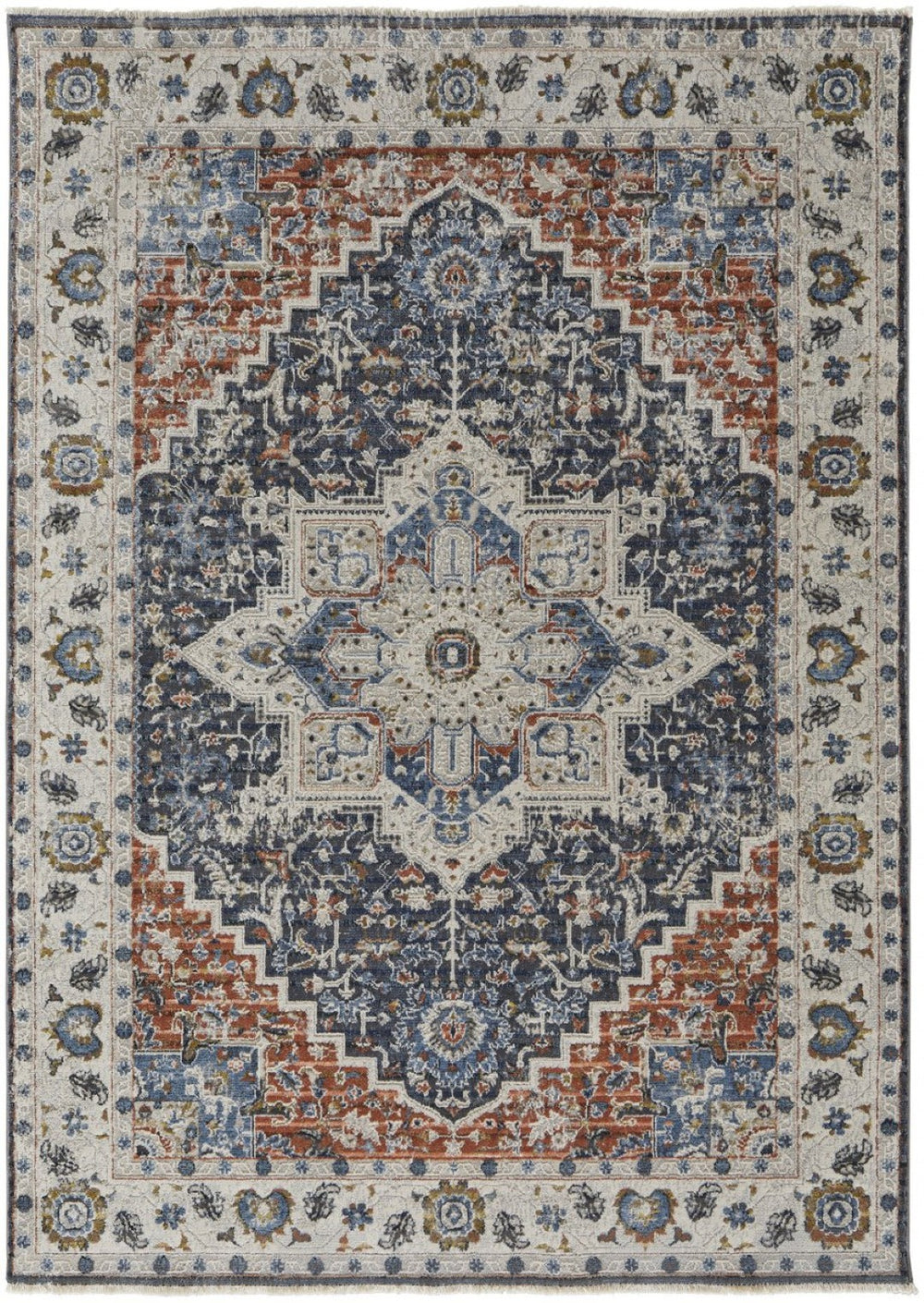 HomeRoots 12' Elegant Ivory and Charcoal Oriental Area Rug with Fringed Tassels for Timeless Décor 12' X 15' 514004