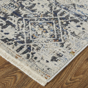 HomeRoots 8' Gray and Ivory Abstract Power Loom Area Rug with Fringed Edges for Modern Living Spaces 8' X 10' 514007