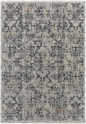 HomeRoots 8' Gray and Ivory Abstract Power Loom Area Rug with Fringed Edges for Modern Living Spaces 12' X 15' 514012
