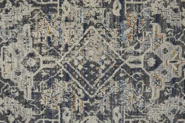 HomeRoots 8' Gray and Ivory Abstract Power Loom Area Rug with Fringed Edges for Modern Living Spaces 12' X 15' 514012