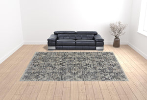 HomeRoots 8' Gray and Ivory Abstract Power Loom Area Rug with Fringed Edges for Modern Living Spaces 12' X 15' 514012