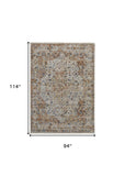 Homeroots 8' X 10' Tan And Ivory Floral Power Loom Non Skid Area Rug With Fringe  Polypropylene 514015