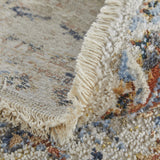 Homeroots 12' Tan Ivory And Orange Floral Power Loom Non Skid Runner Rug  Polypropylene 514019