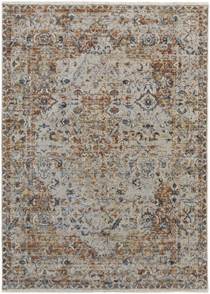 Homeroots 12' X 15' Tan Ivory And Orange Floral Power Loom Area Rug With Fringe  Polypropylene 514020