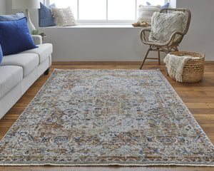 HomeRoots 12' Elegant Tan and Ivory Floral Power Loom Area Rug with Tasseled Fringe for Timeless Style 12' X 15' 514020