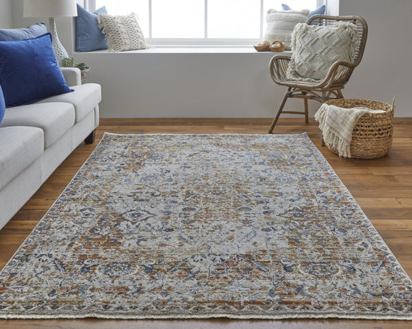 HomeRoots 12' Elegant Tan and Ivory Floral Power Loom Area Rug with Tasseled Fringe for Timeless Style 12' X 15' 514020