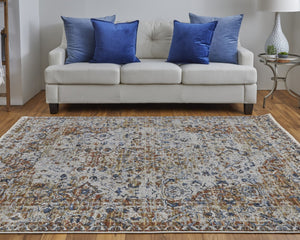 HomeRoots 12' Elegant Tan and Ivory Floral Power Loom Area Rug with Tasseled Fringe for Timeless Style 12' X 15' 514020