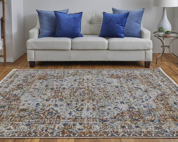 HomeRoots 12' Elegant Tan and Ivory Floral Power Loom Area Rug with Tasseled Fringe for Timeless Style 12' X 15' 514020