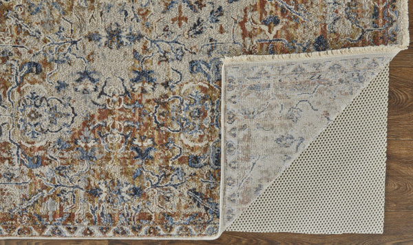 HomeRoots 12' Elegant Tan and Ivory Floral Power Loom Area Rug with Tasseled Fringe for Timeless Style 12' X 15' 514020