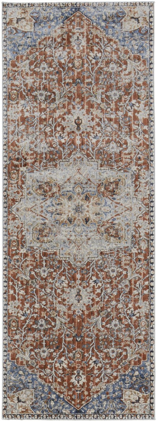HomeRoots 12 Foot Floral Runner Rug Power Loomed in Turkey with Fringe Tassel Edges 514035
