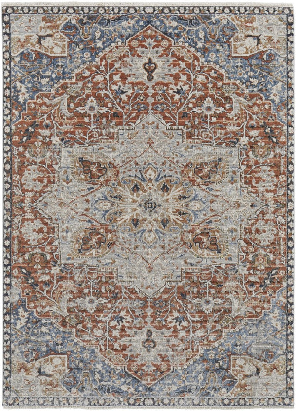 HomeRoots 12' Burnt Orange Floral Area Rug with Fringe - Durable Power-Loomed Design for Classic Elegance 12' X 15' 514036