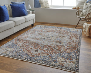 HomeRoots 12' Burnt Orange Floral Area Rug with Fringe - Durable Power-Loomed Design for Classic Elegance 12' X 15' 514036
