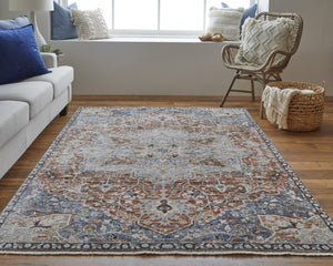 HomeRoots 12' Burnt Orange Floral Area Rug with Fringe - Durable Power-Loomed Design for Classic Elegance 12' X 15' 514036