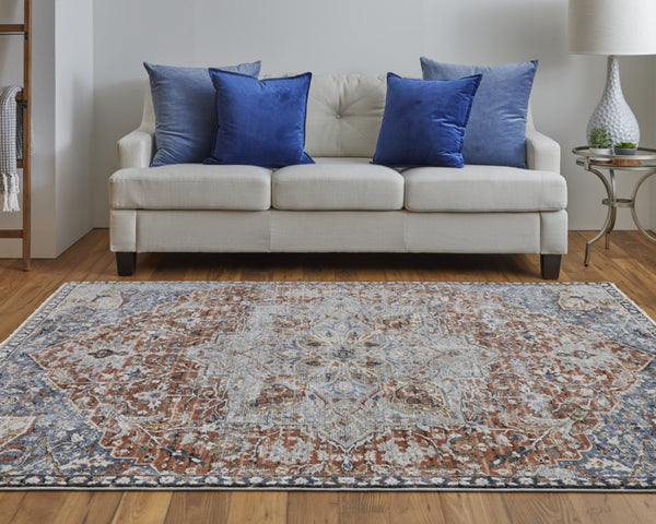 HomeRoots 12' Burnt Orange Floral Area Rug with Fringe - Durable Power-Loomed Design for Classic Elegance 12' X 15' 514036