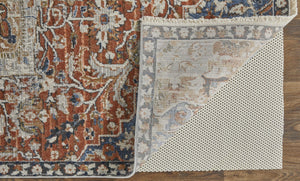 HomeRoots 12' Burnt Orange Floral Area Rug with Fringe - Durable Power-Loomed Design for Classic Elegance 12' X 15' 514036