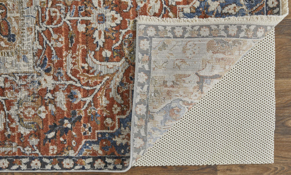 HomeRoots 12' Burnt Orange Floral Area Rug with Fringe - Durable Power-Loomed Design for Classic Elegance 12' X 15' 514036