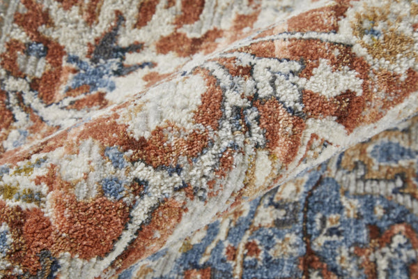 HomeRoots 12' Burnt Orange Floral Area Rug with Fringe - Durable Power-Loomed Design for Classic Elegance 12' X 15' 514036
