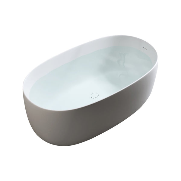 English Elm 47'' Freestanding Stone Resin Soaking Tub Matte White Ergonomic with Pop up Drain W2753P191219