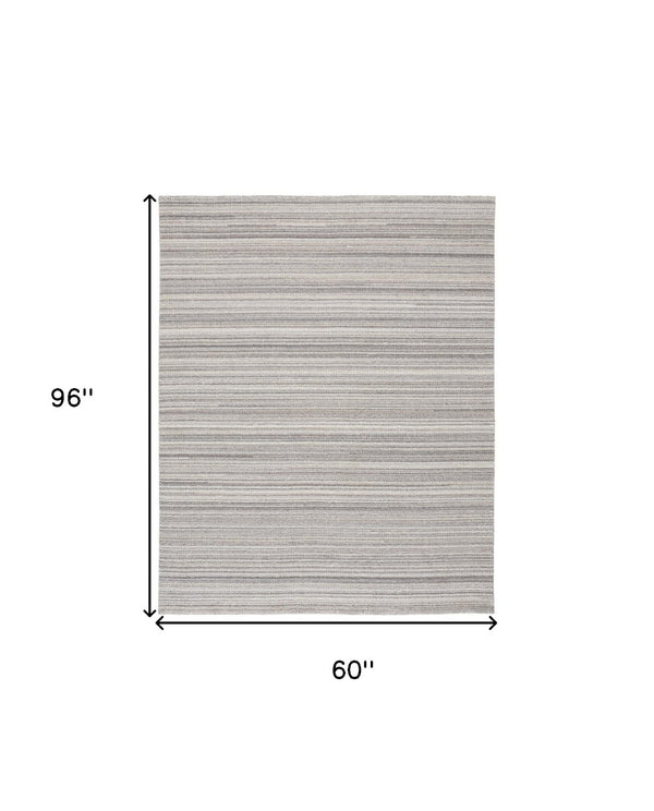 HomeRoots 5' Hand-Woven Wool Area Rug in Taupe & Gray – Elegant, Durable, and Perfect for Any Living Space 5' X 8' 514045