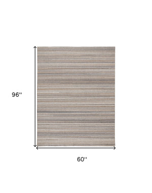 Homeroots 5' X 8' Brown And Taupe Wool Hand Woven Stain Resistant Area Rug Brown,Taupe Wool 514051