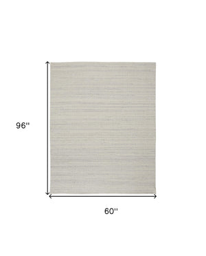 Homeroots 5' X 8' Ivory And Gray Wool Hand Woven Stain Resistant Area Rug Ivory,Gray Wool 514057