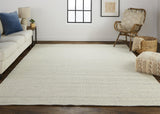 Homeroots 5' X 8' Ivory And Gray Wool Hand Woven Stain Resistant Area Rug Ivory,Gray Wool 514057