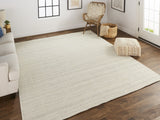 Homeroots 5' X 8' Ivory And Gray Wool Hand Woven Stain Resistant Area Rug Ivory,Gray Wool 514057