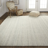 Homeroots 2' X 3' Ivory And Gray Wool Hand Woven Stain Resistant Area Rug Ivory,Gray Wool 514061