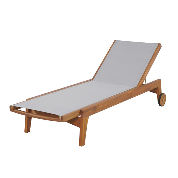 English Elm Christopher Knight Home® - OUTDOOR Chaise Lounge with Acacia Wood Frame and Breathable Mesh Seating for Durable Outdoor Comfort Grey,Natural 63.5 L x 31.25 W x 6 H N776P286344E