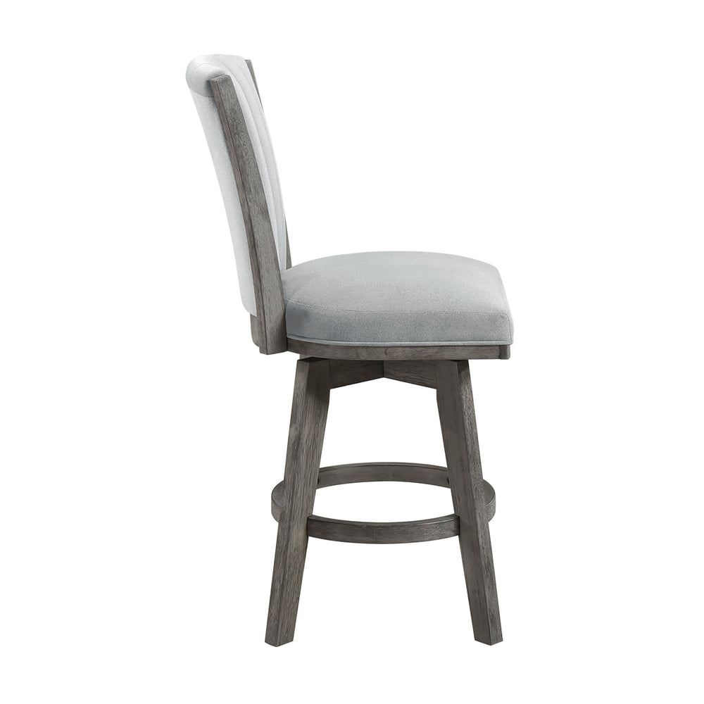 English Elm Gray Counter Height Swivel Chairs Set Of 2 - Soft Velvet Upholstered, Durable Wood Frame, Modern Style B011P220997