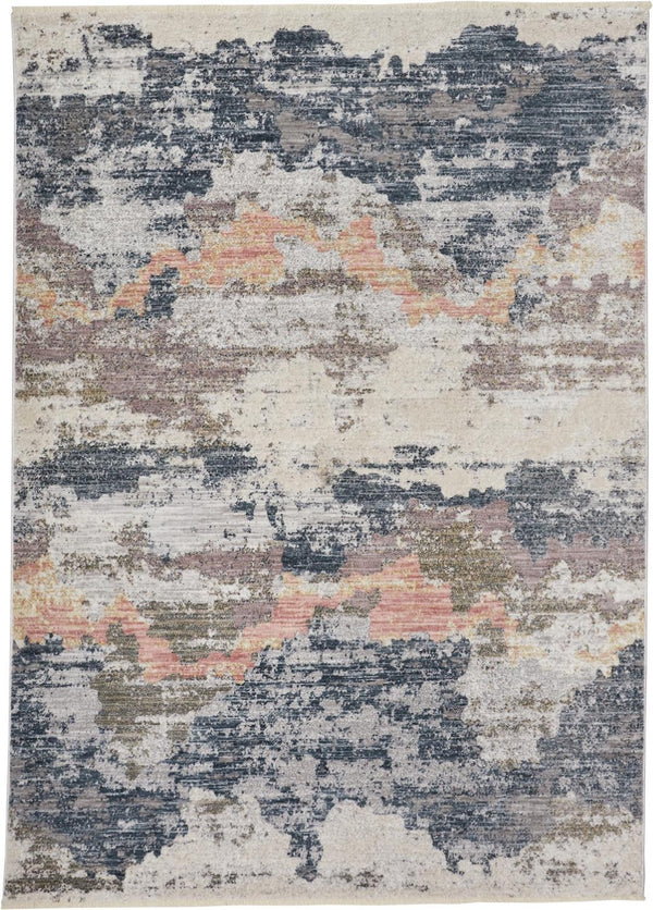 HomeRoots 8' Blue and Ivory Abstract Area Rug - Stylish, Durable, Non-Skid Design for Modern Living Spaces 8' X 10' 514117