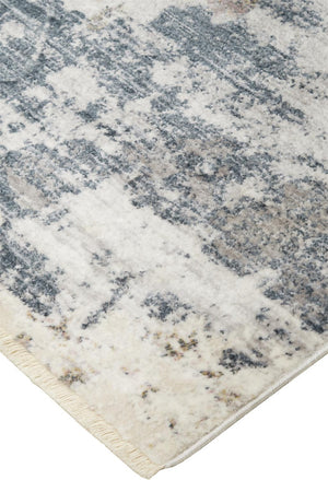 HomeRoots 8' Blue and Ivory Abstract Area Rug - Stylish, Durable, Non-Skid Design for Modern Living Spaces 8' X 10' 514117