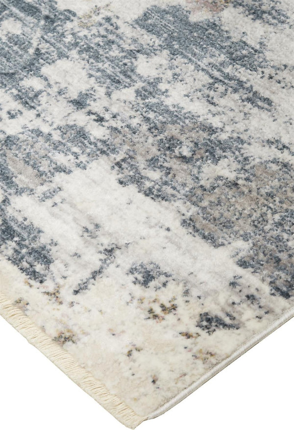 HomeRoots 8' Blue and Ivory Abstract Area Rug - Stylish, Durable, Non-Skid Design for Modern Living Spaces 8' X 10' 514117