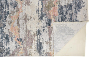 HomeRoots 8' Blue and Ivory Abstract Area Rug - Stylish, Durable, Non-Skid Design for Modern Living Spaces 8' X 10' 514117
