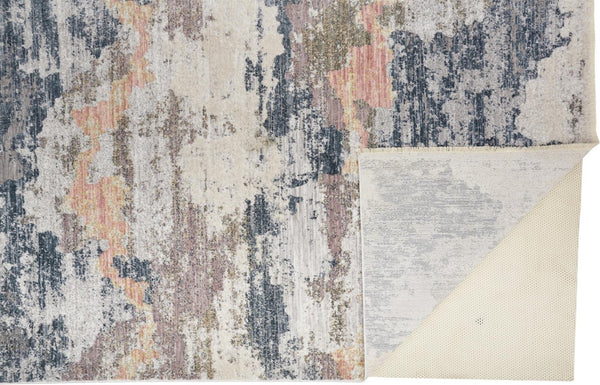 HomeRoots 8' Blue and Ivory Abstract Area Rug - Stylish, Durable, Non-Skid Design for Modern Living Spaces 8' X 10' 514117