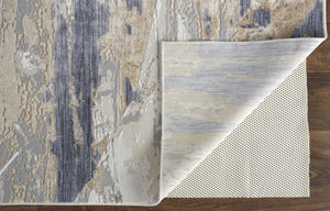 HomeRoots 4' Enhance Your Space with a Tan Ivory and Blue Abstract Distressed Area Rug for Modern Decor 10' X 13' 514134