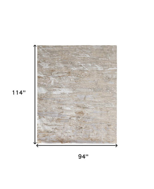 HomeRoots 4' Enhance Your Space with a Tan Ivory and Blue Abstract Distressed Area Rug for Modern Decor 8' X 10' 514142