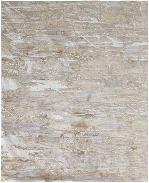 HomeRoots 4' Enhance Your Space with a Tan Ivory and Blue Abstract Distressed Area Rug for Modern Decor 10' X 13' 514143