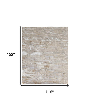 HomeRoots 4' Enhance Your Space with a Tan Ivory and Blue Abstract Distressed Area Rug for Modern Decor 10' X 13' 514143
