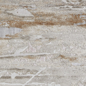 HomeRoots 4' Enhance Your Space with a Tan Ivory and Blue Abstract Distressed Area Rug for Modern Decor 10' Runner 514144