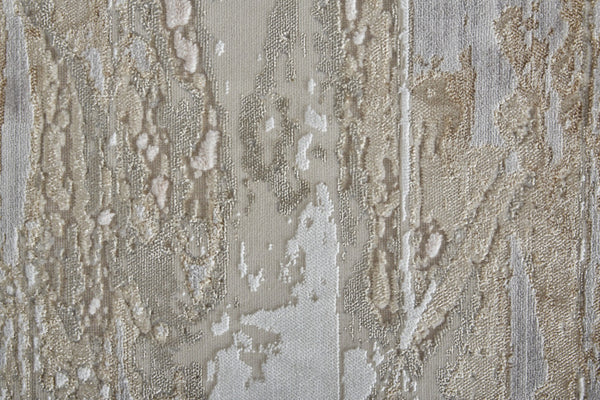 HomeRoots 4' Enhance Your Space with a Tan Ivory and Blue Abstract Distressed Area Rug for Modern Decor 12' Runner 514146