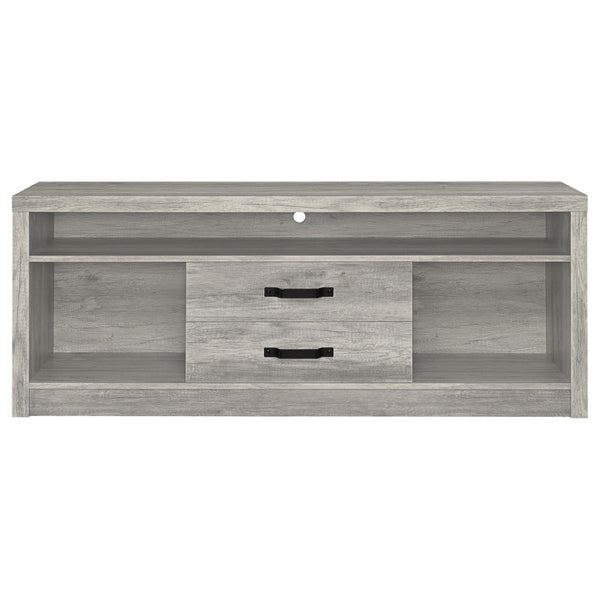 English Elm Conifer Three Piece Media Center with Driftwood Laminate Finish for Modern Living Rooms B062S01436