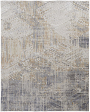 HomeRoots 4' Transform Your Space with a Modern Abstract Ivory Gray Tan Distressed Area Rug for Comfort & Style 5' X 8' 514150