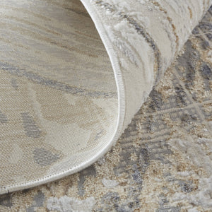 HomeRoots 4' Transform Your Space with a Modern Abstract Ivory Gray Tan Distressed Area Rug for Comfort & Style 5' X 8' 514150